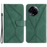 Realme 11 5G Patterned Leather Case with Wallet and Strap - Green