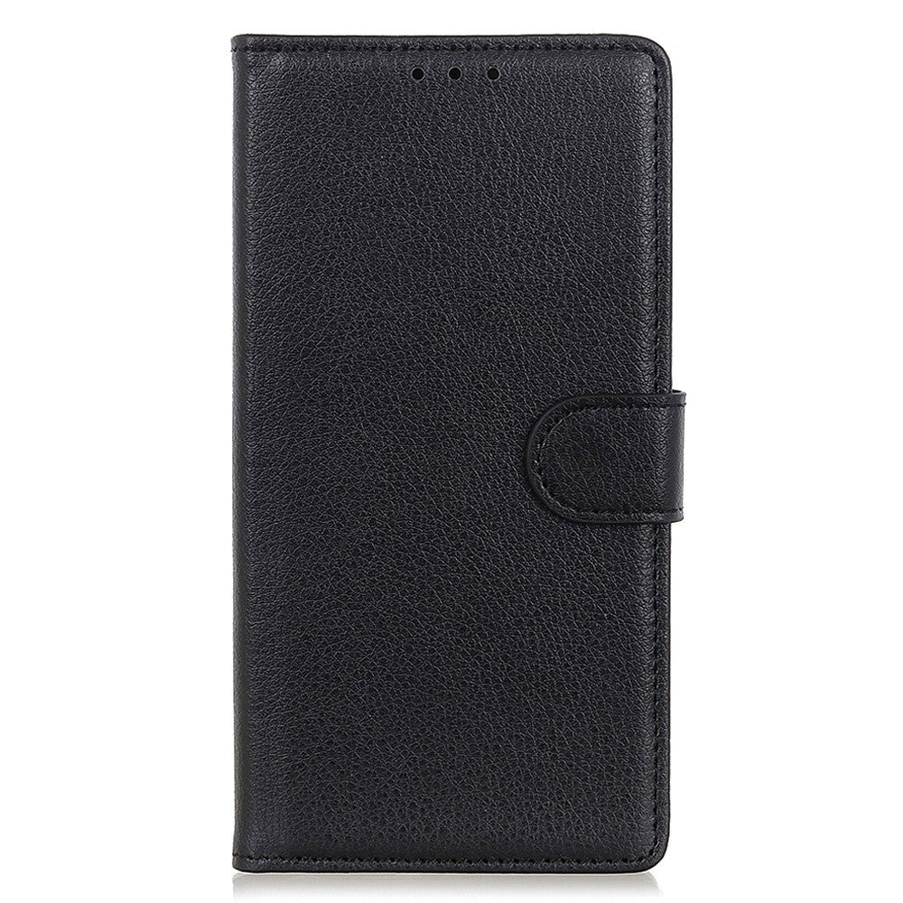 Honor 90 PU Litchi Leather Wallet Case - Black