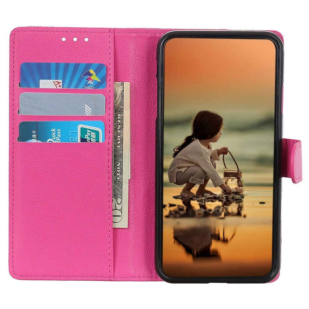 Honor 90 PU Litchi Leather Wallet Case - Pink