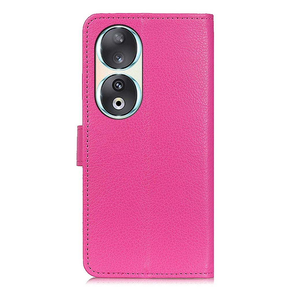 Honor 90 PU Litchi Leather Wallet Case - Pink