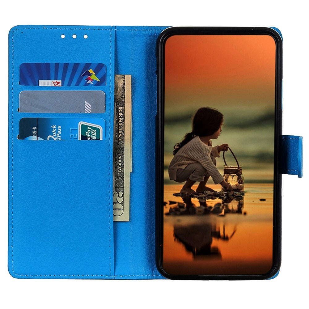 Honor 90 PU Litchi Leather Wallet Case - Blue