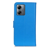 Motorola Moto G14 Litchi Leather Flip Case w. Wallet - Blue