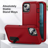 iPhone 15 Hybrid Tough Case w. Kickstand - Red / Black