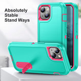 iPhone 15 Hybrid Tough Case w. Kickstand - Turquoise / Pink