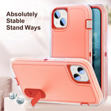 iPhone 15 Hybrid Tough Case w. Kickstand - Orange / Transparent