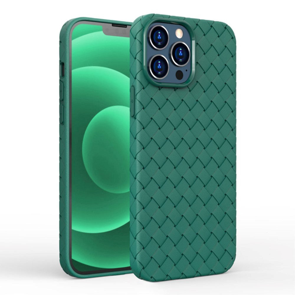 iPhone 15 Flexible Plastic Case - Braided Design - Dark Green