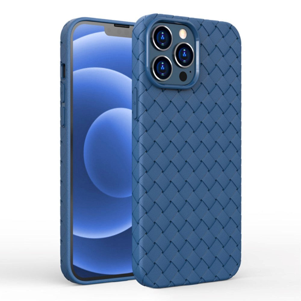 iPhone 15 Plus Flexible Plastic Case - Braided Design - Blue