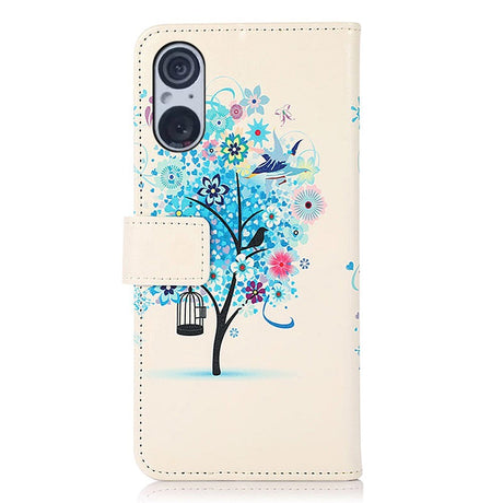 Sony Xperia 5 V Leather Case w. Wallet - Blue Tree