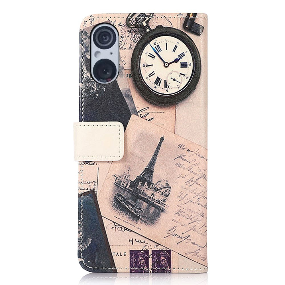 Sony Xperia 5 V Leather Case w. Wallet - The Eiffel Tower