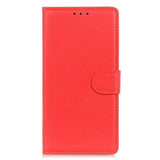 Sony Xperia 5 V Litchi Leather Flip Case w. Wallet - Red