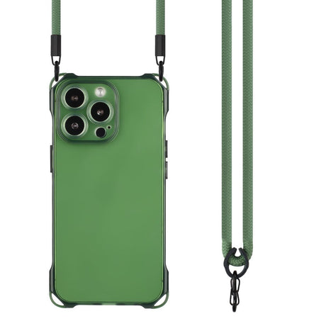 iPhone 15 Pro Flexible Plastic Case w. Shoulder Strap - Green