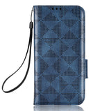 Nothing Phone (2) Leather Flip Case w. Wallet - Triangle Print - Blue