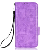 Nothing Phone (2) Leather Flip Case w. Wallet - Triangle Print - Purple