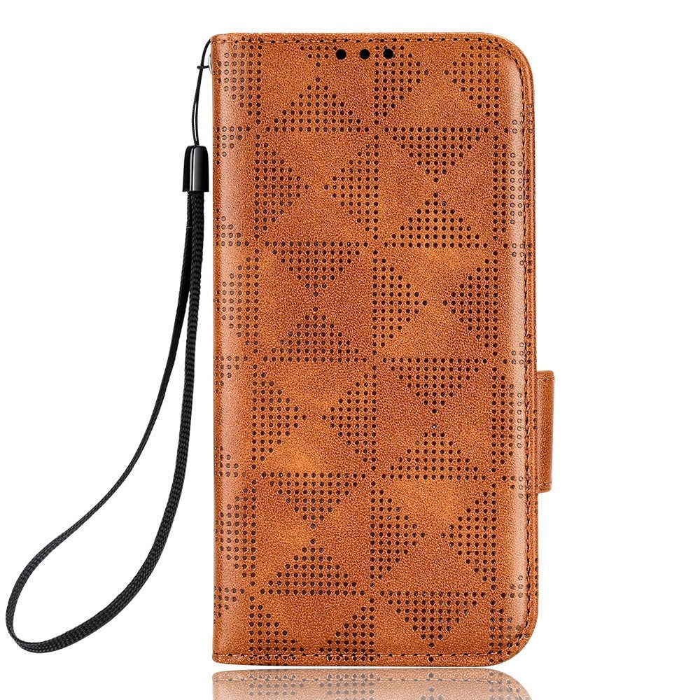 Nothing Phone (2) Leather Flip Case w. Wallet - Triangle Print - Brown