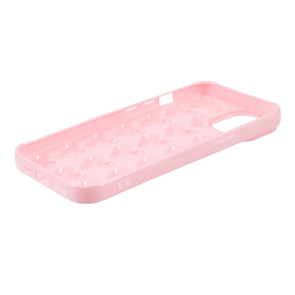 iPhone 15 Flexible Plastic Case w. Small Hearts - Light Pink