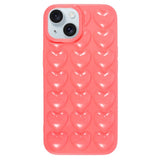 iPhone 15 Flexible Plastic Case w. Small Hearts - Pink