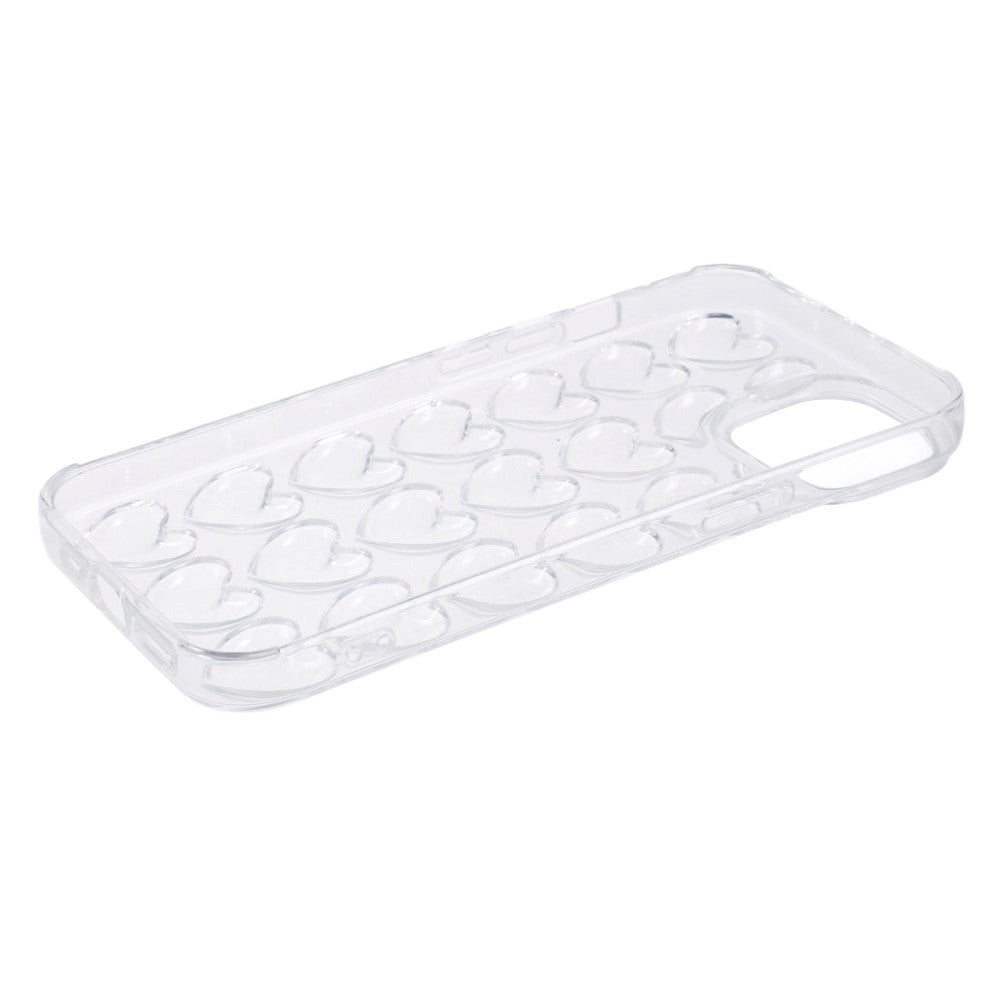 iPhone 15 Flexible Plastic Case w. Small Hearts - Transparent