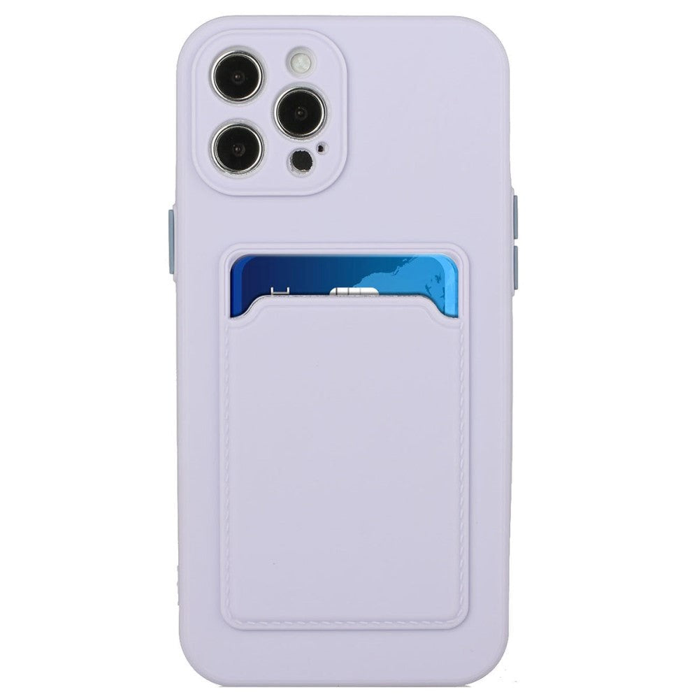 iPhone 15 Pro Flexible Plastic Case w. Card Holder - Purple