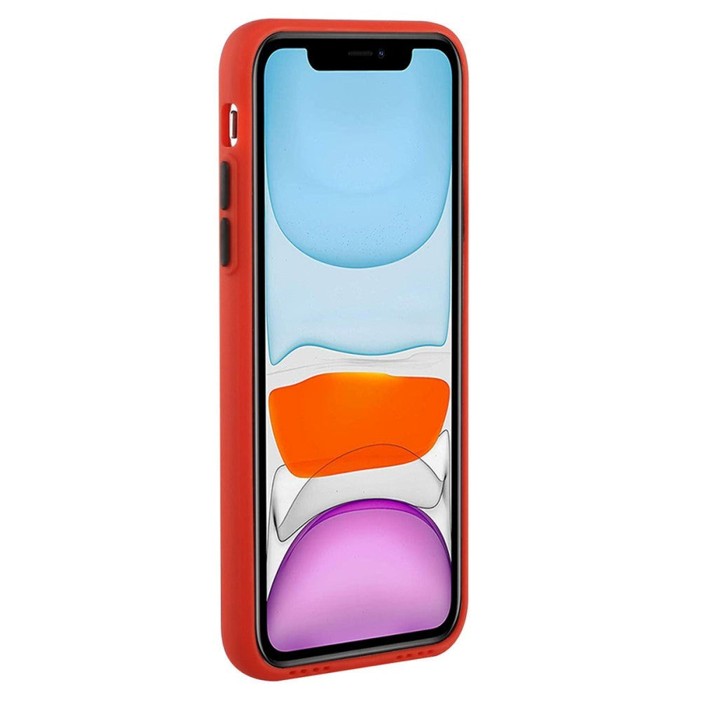 iPhone 15 Pro Flexible Plastic Case w. Card Holder - Red