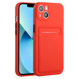 iPhone 15 Flexible Plastic Case w. Card Holder - Red