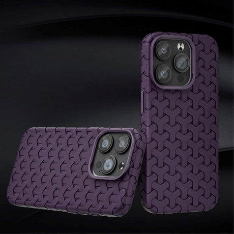 iPhone 15 Flexible Plastic Case - Braided Texture - Purple