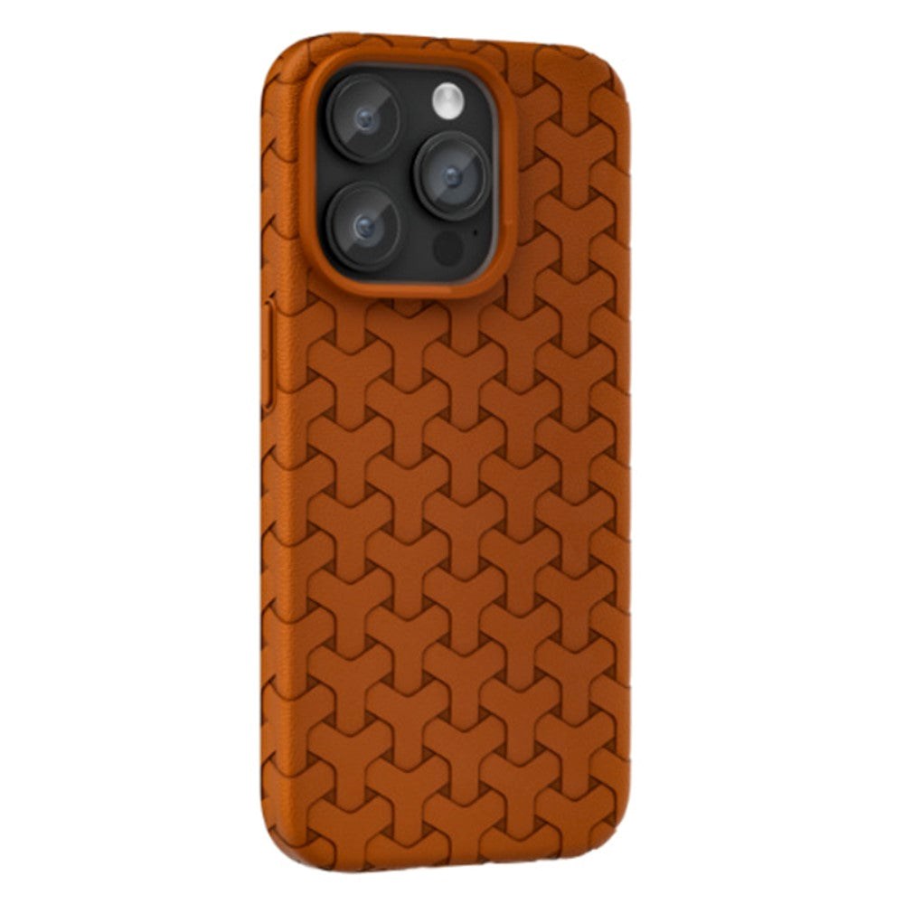 iPhone 15 Pro Max Flexible Plastic Case - Braided Texture - Brown