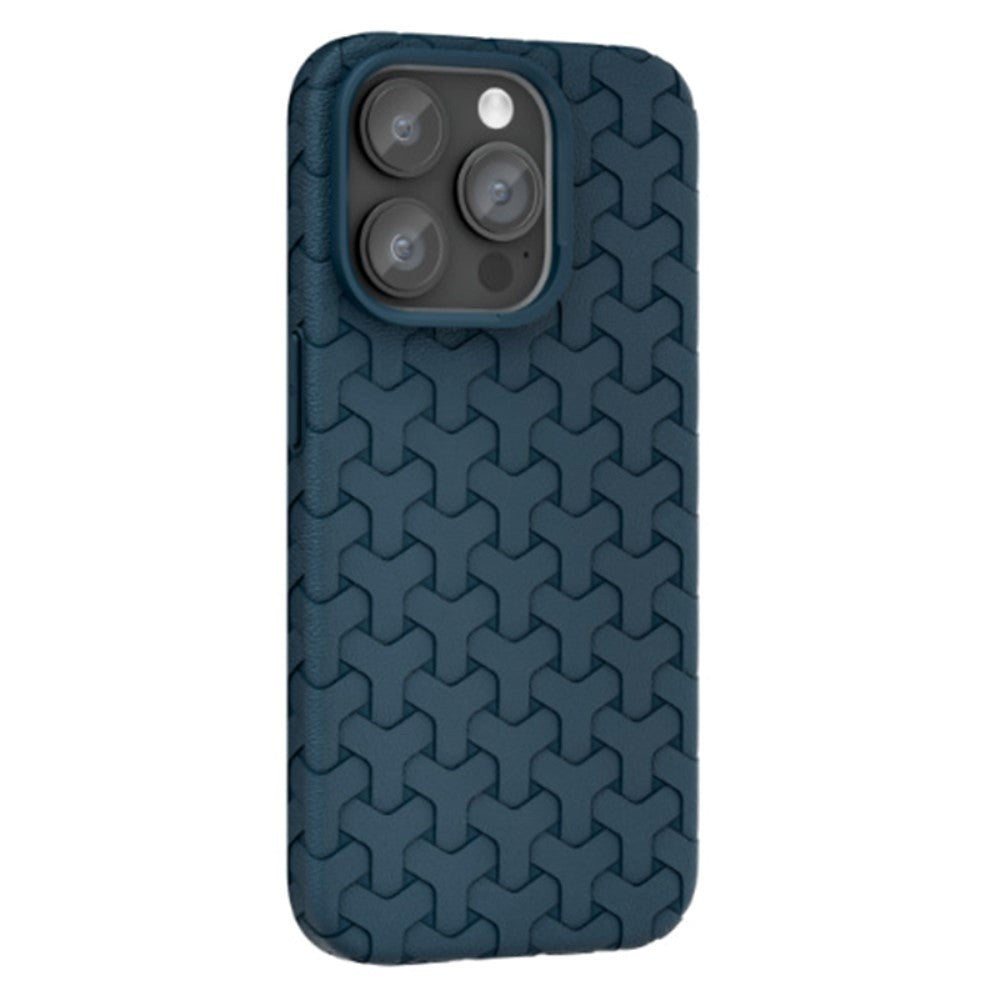 iPhone 15 Pro Max Flexible Plastic Case - Braided Texture - Blue