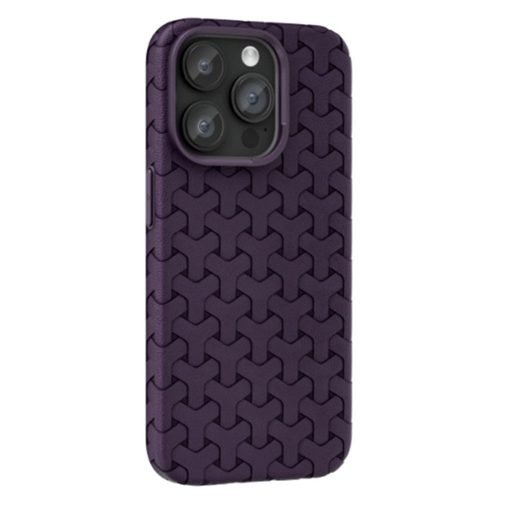 iPhone 15 Pro Max Flexible Plastic Case - Braided Texture - Purple