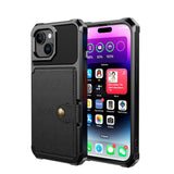 iPhone 15 Hybrid Case w. Wallet - Black