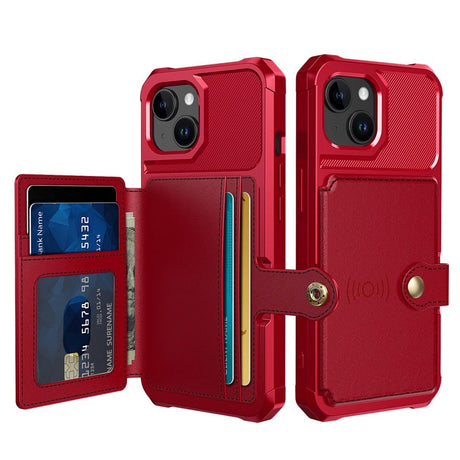 iPhone 15 Hybrid Case w. Wallet - Red