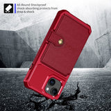 iPhone 15 Hybrid Case w. Wallet - Red