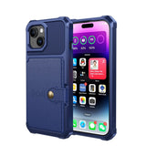 iPhone 15 Hybrid Case w. Wallet - Blue