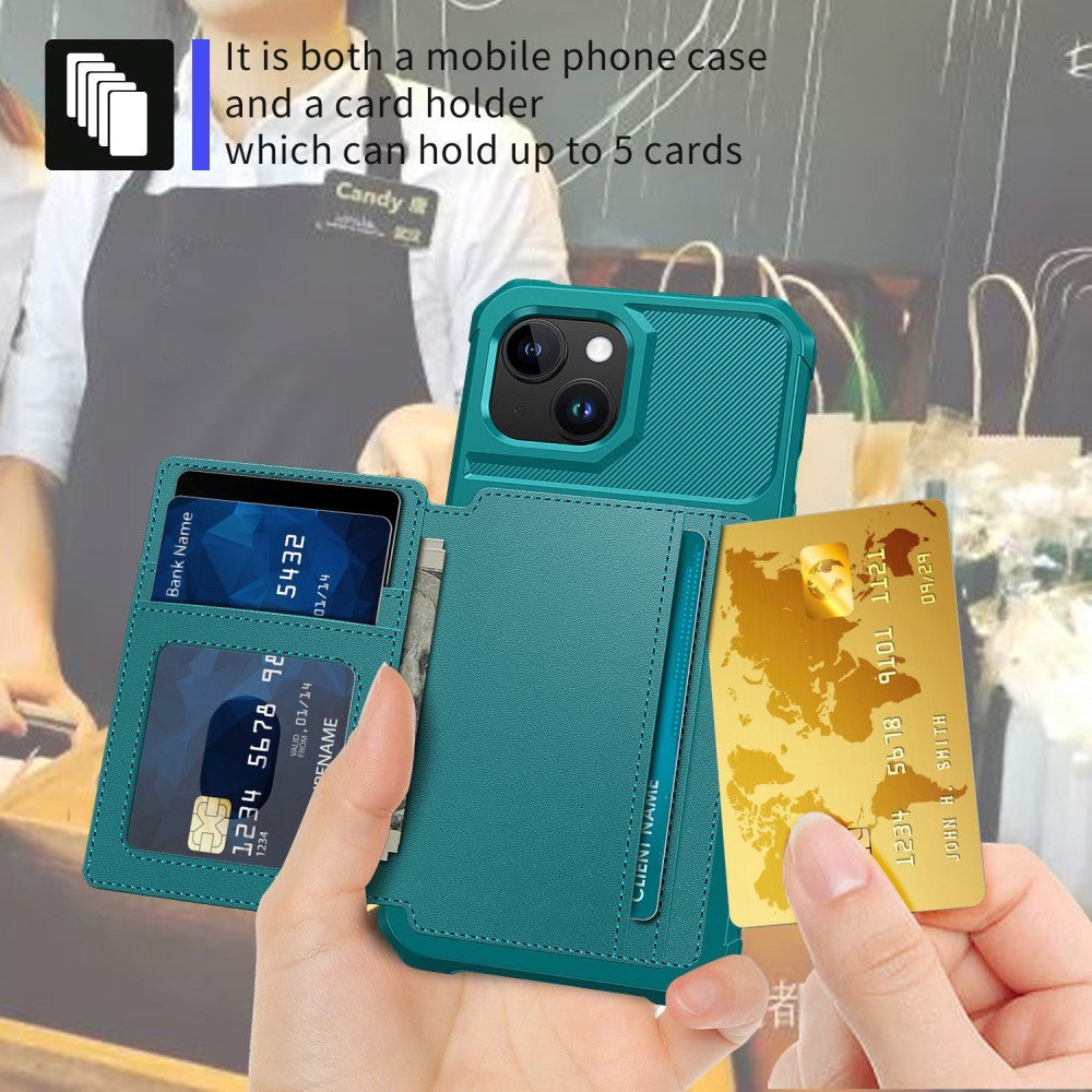 iPhone 15 Hybrid Case w. Wallet - Turquoise