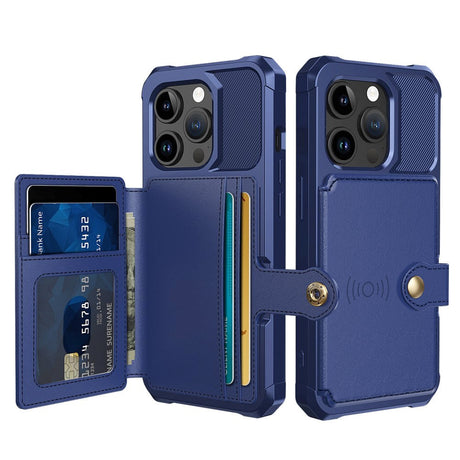 iPhone 15 Pro Hybrid Case w. Wallet - Blue