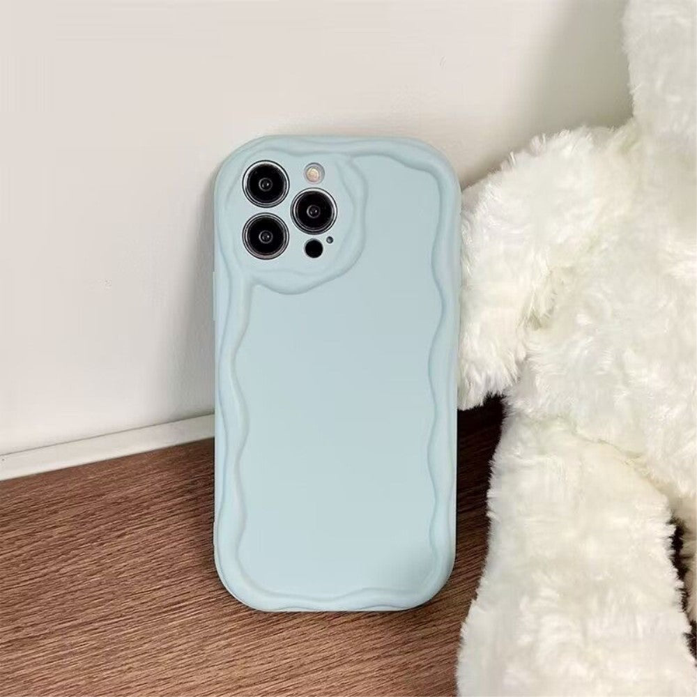 iPhone 15 Pro Flexible Plastic Case w. Wavy Edges - Light Blue