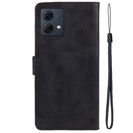 Motorola Moto G84 Leather Case with Wallet and Strap - Black