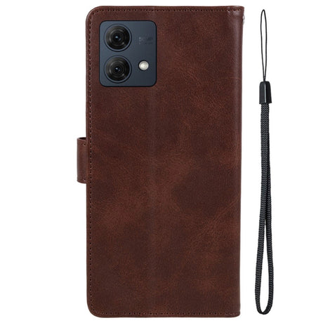 Motorola Moto G84 Leather Case with Wallet and Strap - Brown