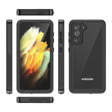 Samsung Galaxy S21 - Waterproof Hybrid Case with Built-in Screen Protector Film - Transparent / Black