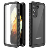 Samsung Galaxy S21 - Waterproof Hybrid Case with Built-in Screen Protector Film - Transparent / Black