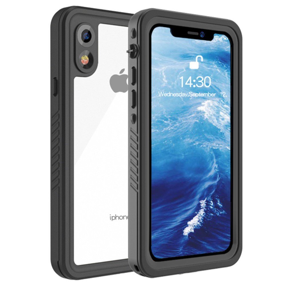 iPhone XR - Waterproof Hybrid Case with Built-in Screen Protector Film - Transparent / Black