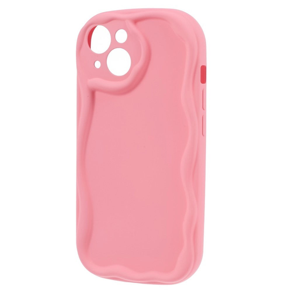 iPhone 14 Flexible Plastic Case w. Wavy Edges - Pink