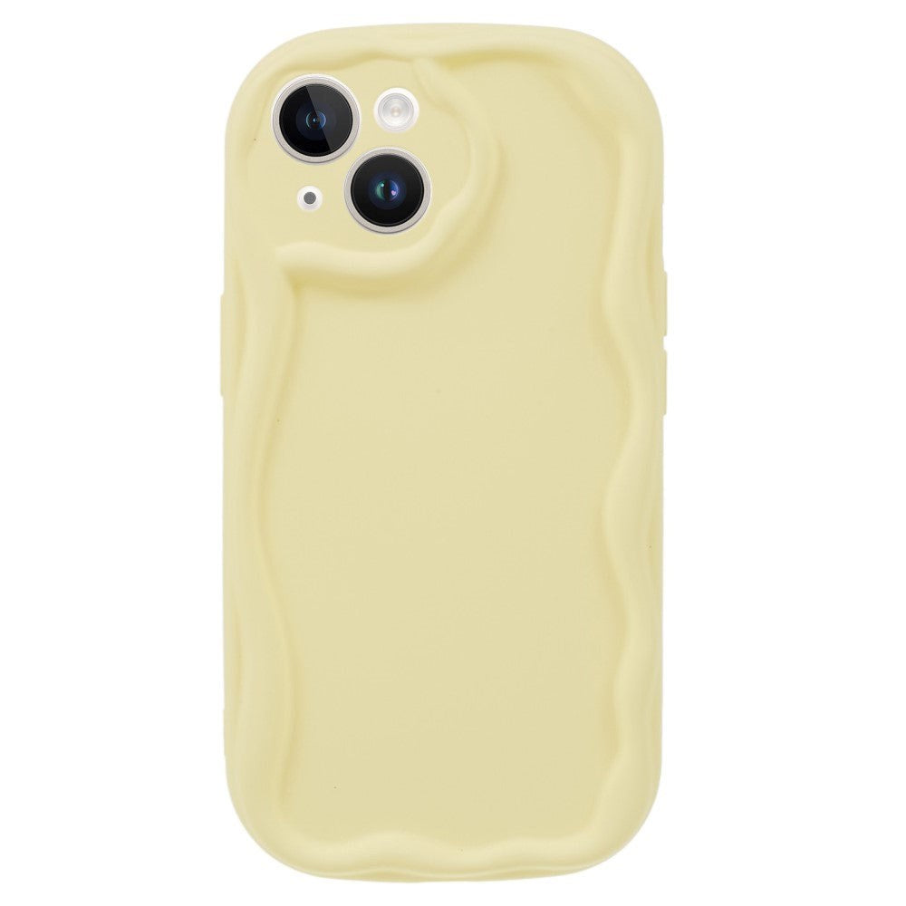 iPhone 14 Flexible Plastic Case w. Wavy Edges - Yellow