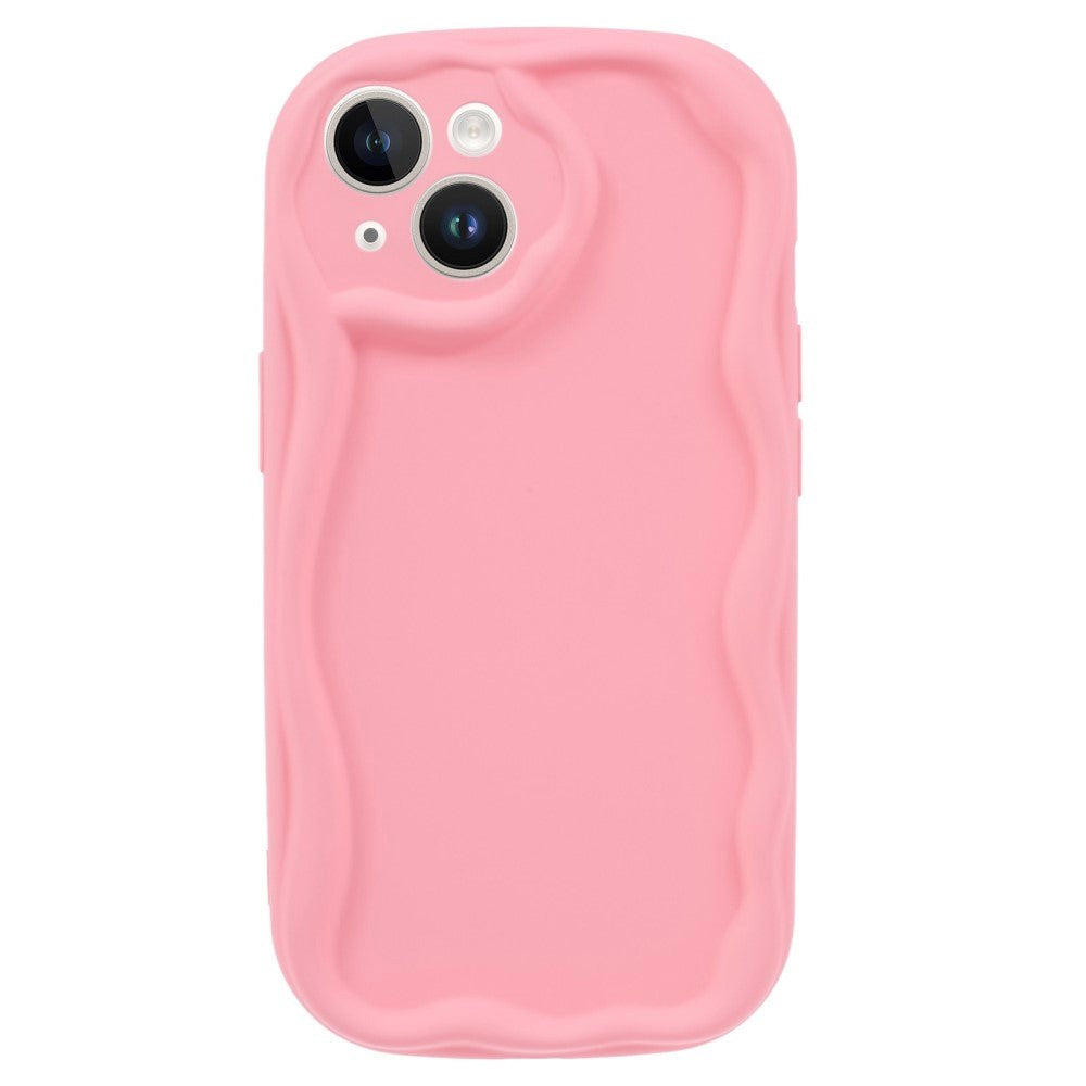 iPhone 13 Flexible Plastic Case w. Wavy Edges - Pink