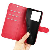 Xiaomi 13T / 13T Pro  Litchi Leather Flip Cover w. Wallet - Red