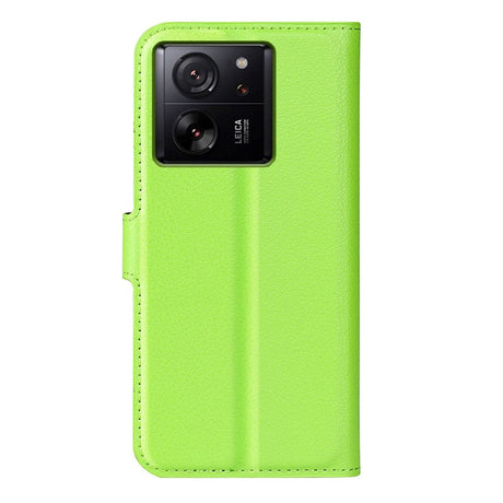 Xiaomi 13T / 13T Pro  Litchi Leather Flip Cover w. Wallet - Green