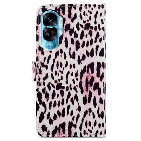 Honor 90 Lite PU Leather Case w. Wallet og Strap - Leopard