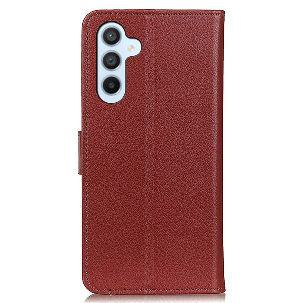 Samsung Galaxy A05s Litchi Leather Case w. Wallet - Brown