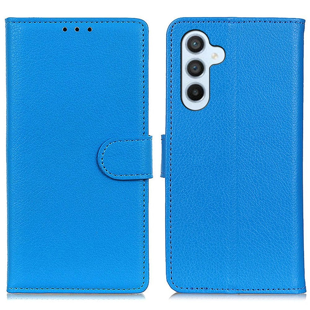 Samsung Galaxy A05s Litchi Leather Case w. Wallet - Blue