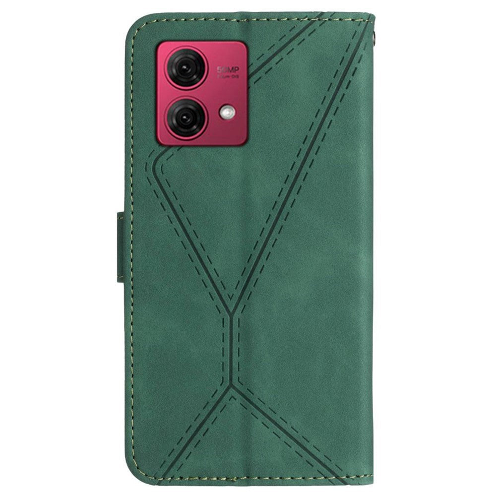 Motorola Edge 40 Neo Patterned Leather Case with Wallet and Strap - Green