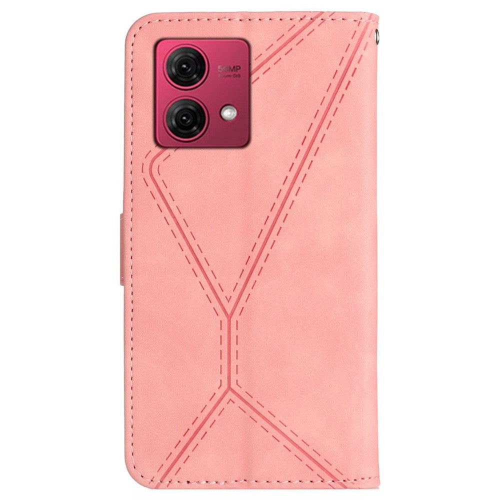 Motorola Edge 40 Neo Patterned Leather Case with Wallet and Strap - Pink